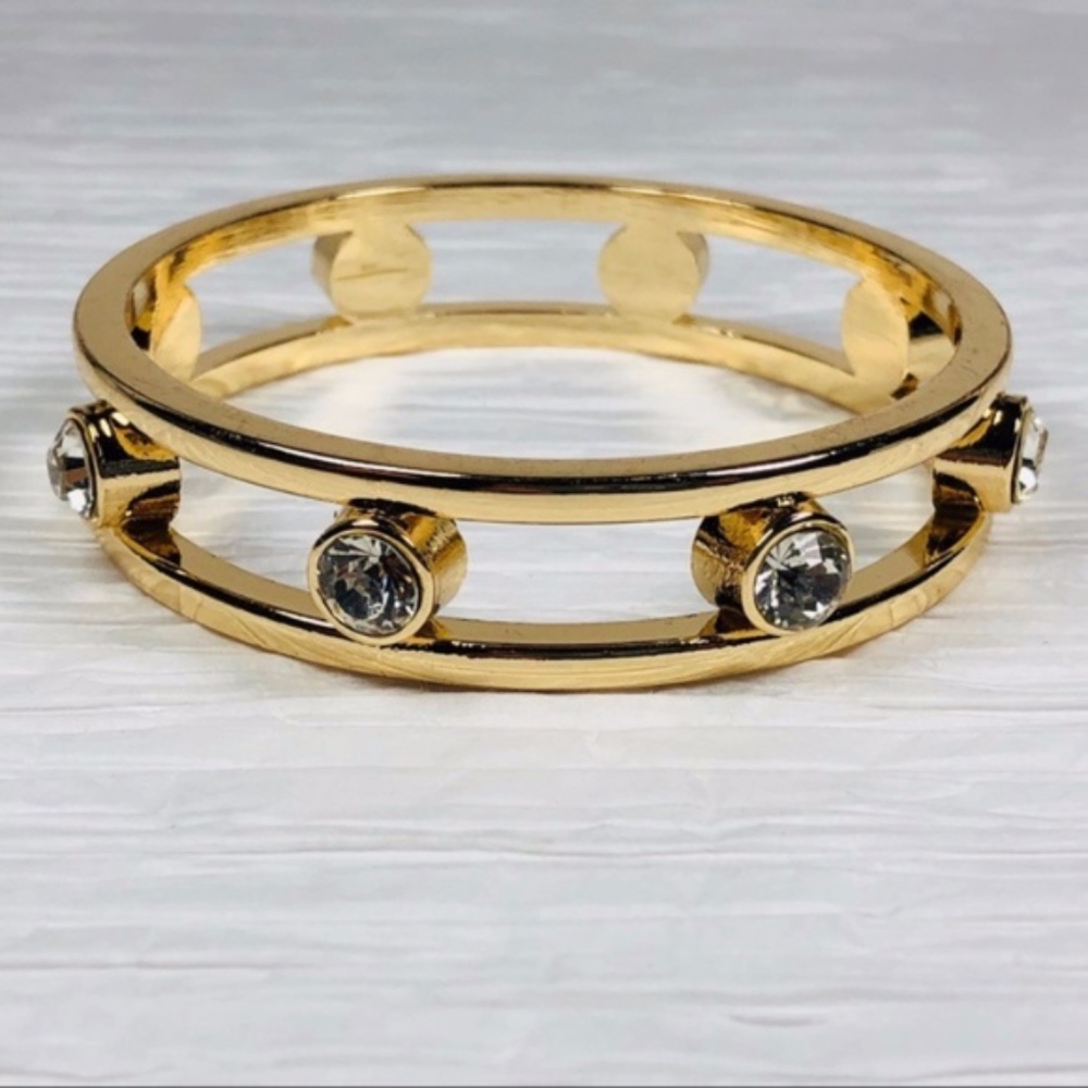 Charming Charlie Gold Rhinestone Bangle Bracelet